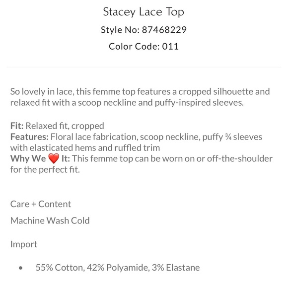 FREE PEOPLE Stacey Puff Sleeve Lace Top - Picture 12 of 12